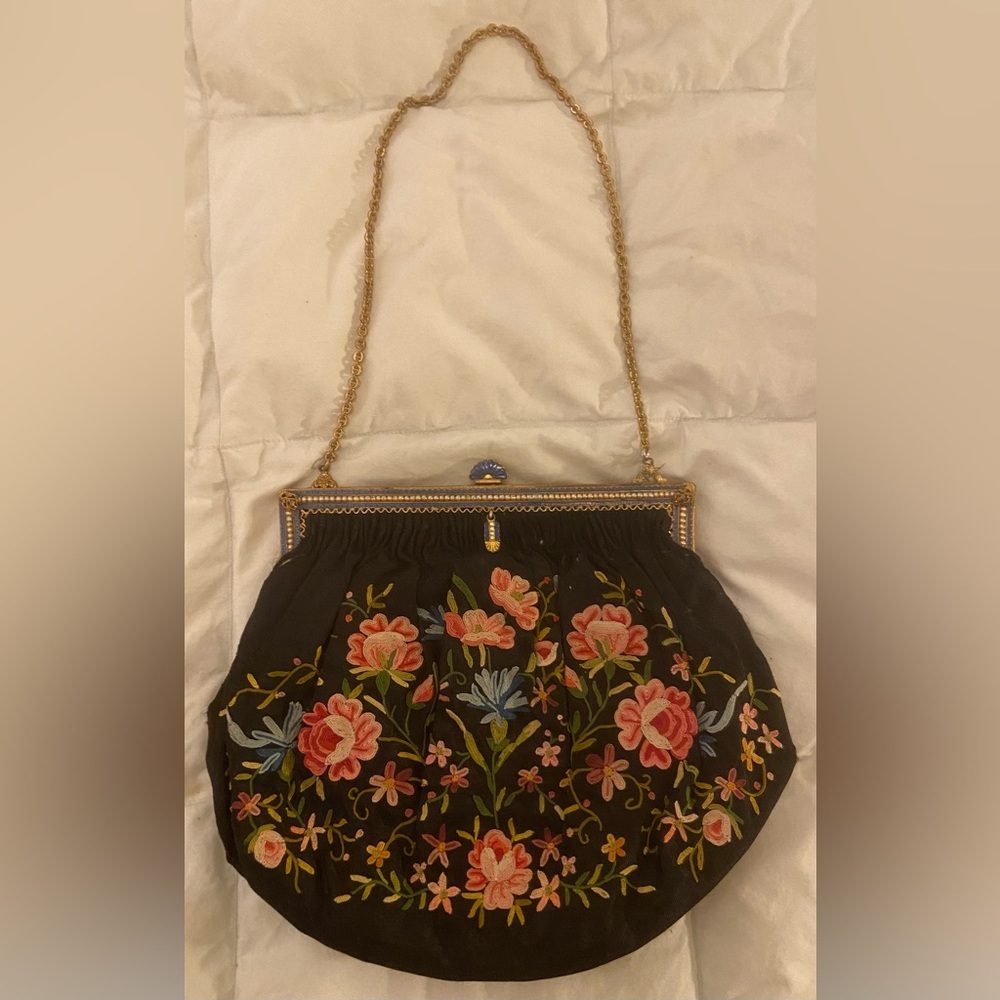 Vintage R.H. Stearns Co. Embroidered Hand Bag made in France